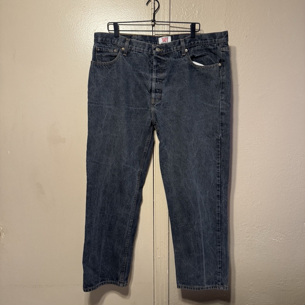 VTG Levi's 501 Straight Leg Jeans Mens 42x30 Black Gray Button Fly